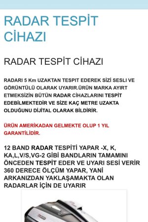 RADAR TESPİT CİHAZI